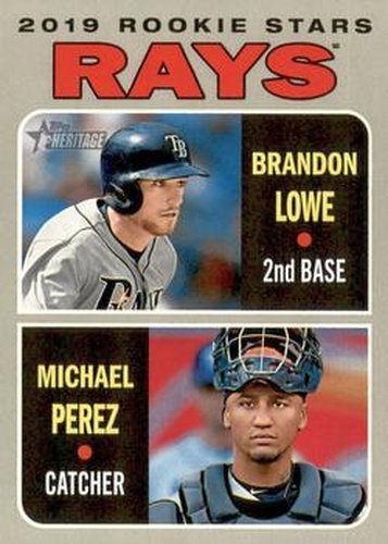 #9 Rays 2019 Rookie Stars Brandon Lowe / Michael Perez - Tampa Bay Rays - 2019 Topps Heritage Baseball