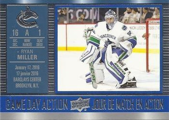 #GDA-13 Ryan Miller - Vancouver Canucks - 2016-17 Upper Deck Tim Hortons - Game Day Action Hockey
