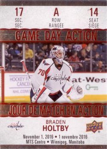 #GDA-14 Braden Holtby - Washington Capitals - 2017-18 Upper Deck Tim Hortons - Game Day Action Hockey