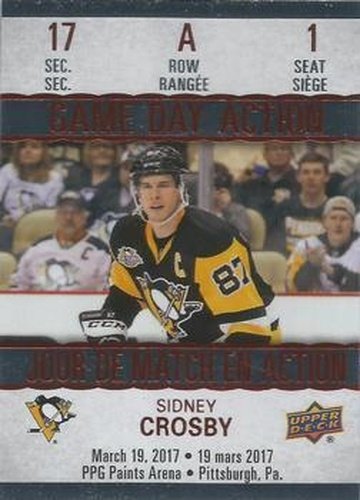 #GDA-1 Sidney Crosby - Pittsburgh Penguins - 2017-18 Upper Deck Tim Hortons - Game Day Action Hockey