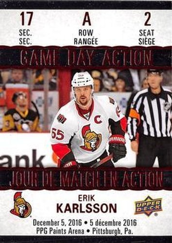 #GDA-2 Erik Karlsson - Ottawa Senators - 2017-18 Upper Deck Tim Hortons - Game Day Action Hockey