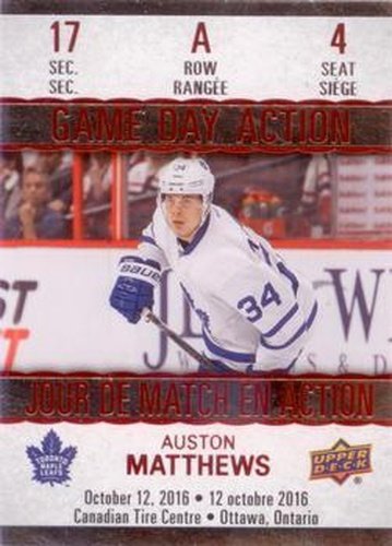 #GDA-4 Auston Matthews - Toronto Maple Leafs - 2017-18 Upper Deck Tim Hortons - Game Day Action Hockey