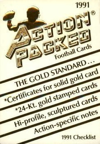 #NNO Checklist: 1-291 CL - 1991 Action Packed Football
