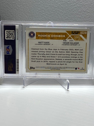 2023 Topps Update Matt Gage/Cesar Salazar Rookie Combos Golden Mirror SSP #US318 PSA 9