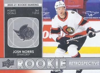 #RR-8 Josh Norris - Ottawa Senators - 2021-22 Upper Deck - Rookie Retrospective Hockey