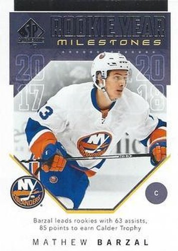#RYM-MB Mathew Barzal - New York Islanders - 2018-19 SP Authentic - Rookie Year Milestones Hockey