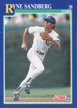 #3 Ryne Sandberg - Chicago Cubs - 1991 Score Baseball