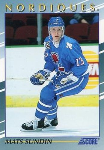 #3 Mats Sundin - Quebec Nordiques - 1992-93 Score Young Superstars Hockey