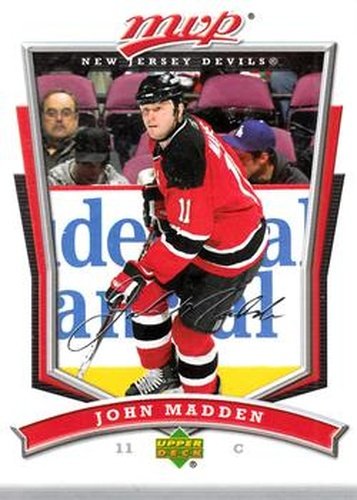 #100 John Madden - New Jersey Devils - 2007-08 Upper Deck MVP Hockey
