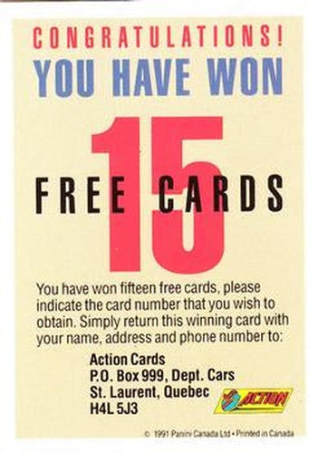 #100 Bonus Card - 1991 Panini Dream Cars