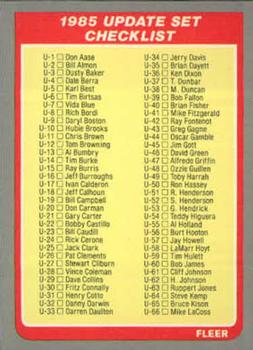#U-132 Checklist - 1985 Fleer Update Baseball