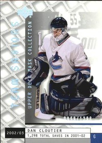 #103 Dan Cloutier - Vancouver Canucks - 2002-03 Upper Deck Mask Collection Hockey