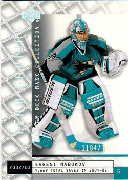 #104 Evgeni Nabokov - San Jose Sharks - 2002-03 Upper Deck Mask Collection Hockey