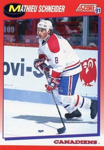 #105 Mathieu Schneider - Montreal Canadiens - 1991-92 Score Canadian Bilingual Hockey
