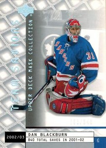 #111 Dan Blackburn - New York Rangers - 2002-03 Upper Deck Mask Collection Hockey
