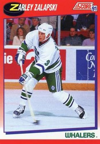 #111 Zarley Zalapski - Hartford Whalers - 1991-92 Score Canadian Bilingual Hockey