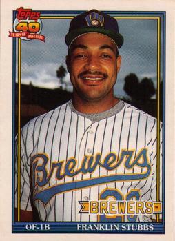 #115T Franklin Stubbs - Milwaukee Brewers - 1991 Topps Traded Baseball
