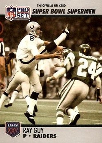 #116 Ray Guy - Oakland Raiders / Los Angeles Raiders - 1990-91 Pro Set Super Bowl XXV Silver Anniversary Football