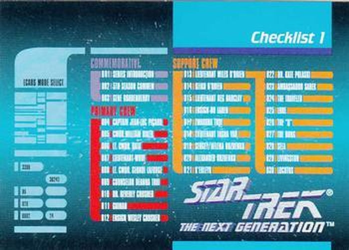 #119 Checklist 1: 001-064 - 1992 Impel Star Trek: The Next Generation