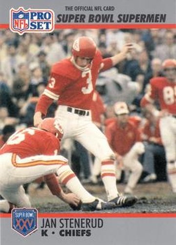 #122 Jan Stenerud - Kansas City Chiefs - 1990-91 Pro Set Super Bowl XXV Silver Anniversary Football