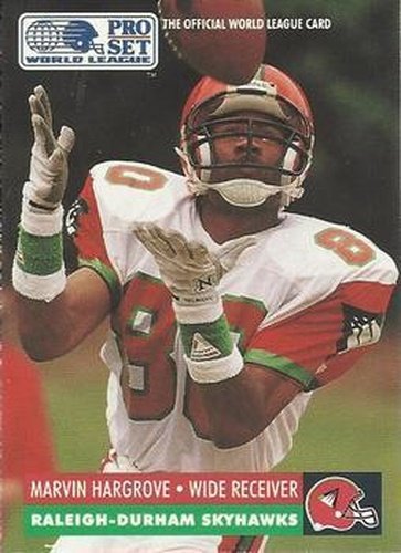 #124 Marvin Hargrove - Raleigh-Durham Skyhawks - 1991 Pro Set WLAF Football
