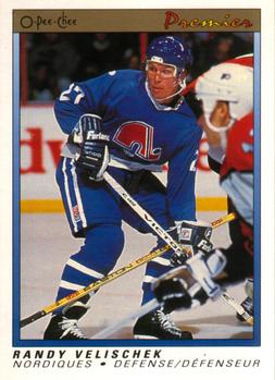 #125 Randy Velischek - Quebec Nordiques - 1990-91 O-Pee-Chee Premier Hockey