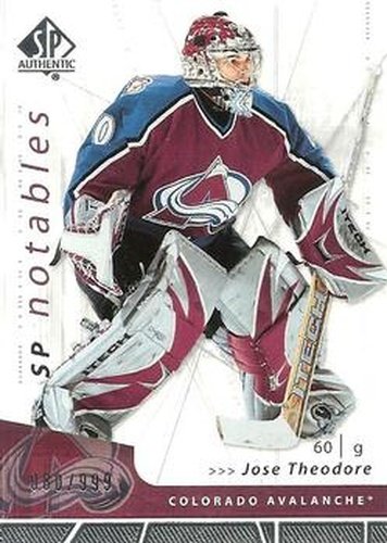 #127 Jose Theodore - Colorado Avalanche - 2006-07 SP Authentic Hockey