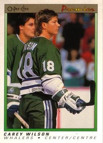 #128 Carey Wilson - Hartford Whalers - 1990-91 O-Pee-Chee Premier Hockey