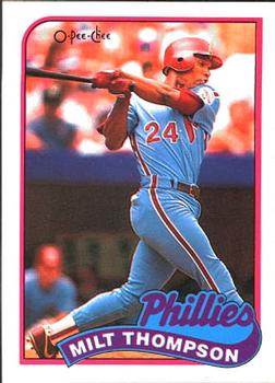 #128 Milt Thompson - Philadelphia Phillies - 1989 O-Pee-Chee Baseball
