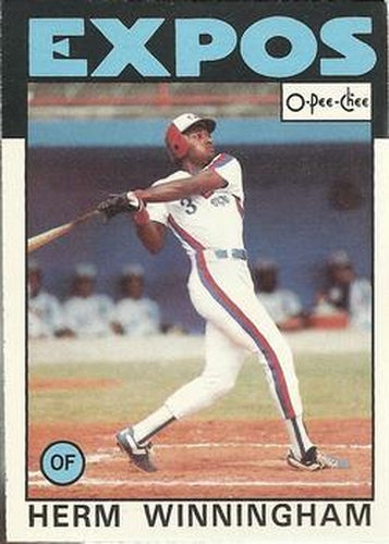 #129 Herm Winningham - Montreal Expos - 1986 O-Pee-Chee Baseball