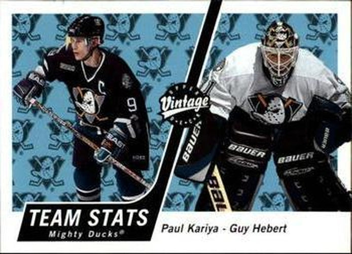 #12 Paul Kariya / Guy Hebert - Anaheim Mighty Ducks - 2000-01 Upper Deck Vintage Hockey