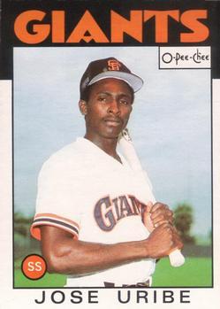 #12 Jose Uribe - San Francisco Giants - 1986 O-Pee-Chee Baseball