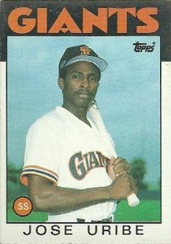 #12 Jose Uribe - San Francisco Giants - 1986 Topps Baseball