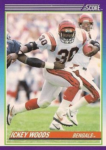 130 Ickey Woods - Cincinnati Bengals - 1990 Score Football – Isolated Cards