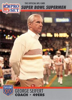 #131 George Seifert - San Francisco 49ers - 1990-91 Pro Set Super Bowl XXV Silver Anniversary Football