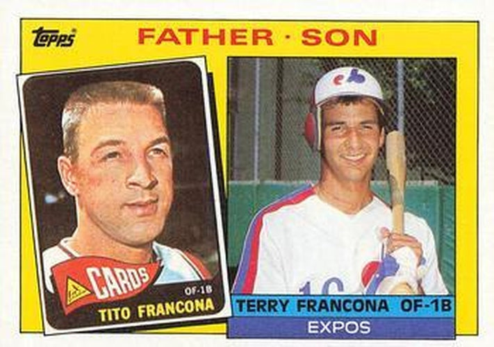 #134 Tito Francona / Terry Francona F&S - St. Louis Cardinals / Montreal Expos - 1985 Topps Baseball
