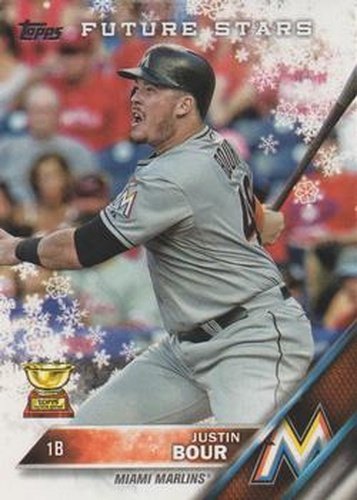#HMW135 Justin Bour - Miami Marlins - 2016 Topps Holiday Baseball