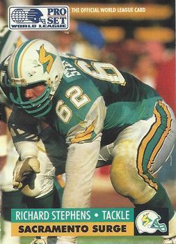 #138 Richard Stephens - Sacramento Surge - 1991 Pro Set WLAF Football