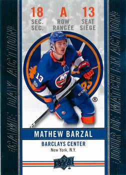 #GDA-13 Mathew Barzal - New York Islanders - 2018-19 Upper Deck Tim Hortons Hockey - Game Day Action
