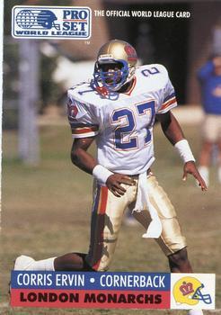#13 Corris Ervin - London Monarchs - 1991 Pro Set - WLAF Inserts Football