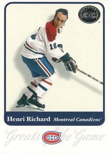 #13 Henri Richard - Montreal Canadiens - 2001-02 Fleer Greats of the Game Hockey