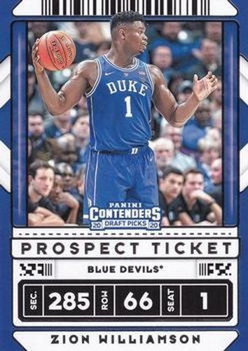 #13b Zion Williamson - Duke Blue Devils - 2020 Panini Contenders Draft Picks Basketball