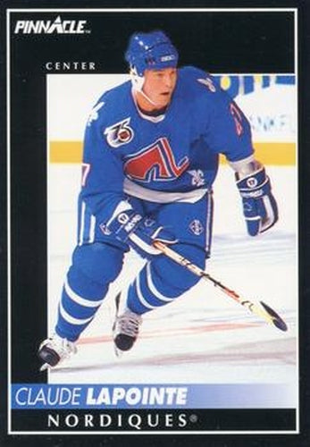 #141 Claude Lapointe - Quebec Nordiques - 1992-93 Pinnacle Canadian Hockey