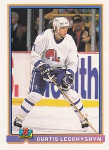 #142 Curtis Leschyshyn - Quebec Nordiques - 1991-92 Bowman Hockey
