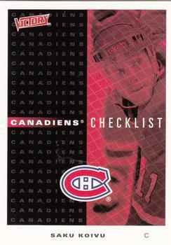 #142 Canadiens Checklist - Montreal Canadiens - 1999-00 Upper Deck Victory Hockey