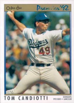 #142 Tom Candiotti - Los Angeles Dodgers - 1992 O-Pee-Chee Premier Baseball