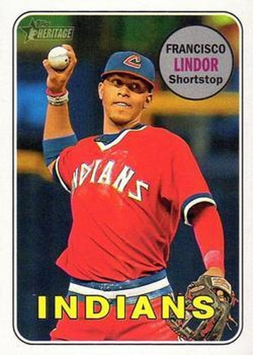 #145e Francisco Lindor - Cleveland Indians - 2018 Topps Heritage Baseball