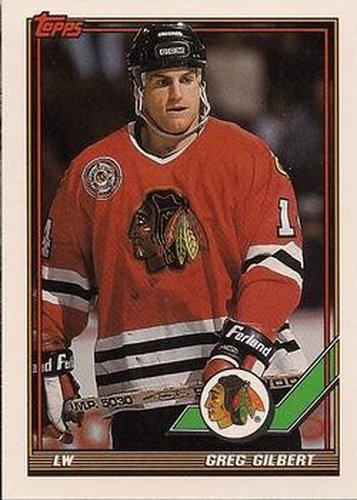 #149 Greg Gilbert - Chicago Blackhawks - 1991-92 Topps Hockey