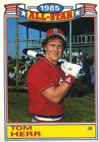 #14 Tom Herr - St. Louis Cardinals - 1986 Topps Baseball - Glossy All-Stars