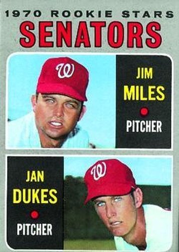 #154 Senators 1970 Rookie Stars Jan Dukes / Jim Miles - Washington Senators - 1970 Topps Baseball